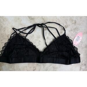 Anemone Black lace strappy bralette brami NWT M/L